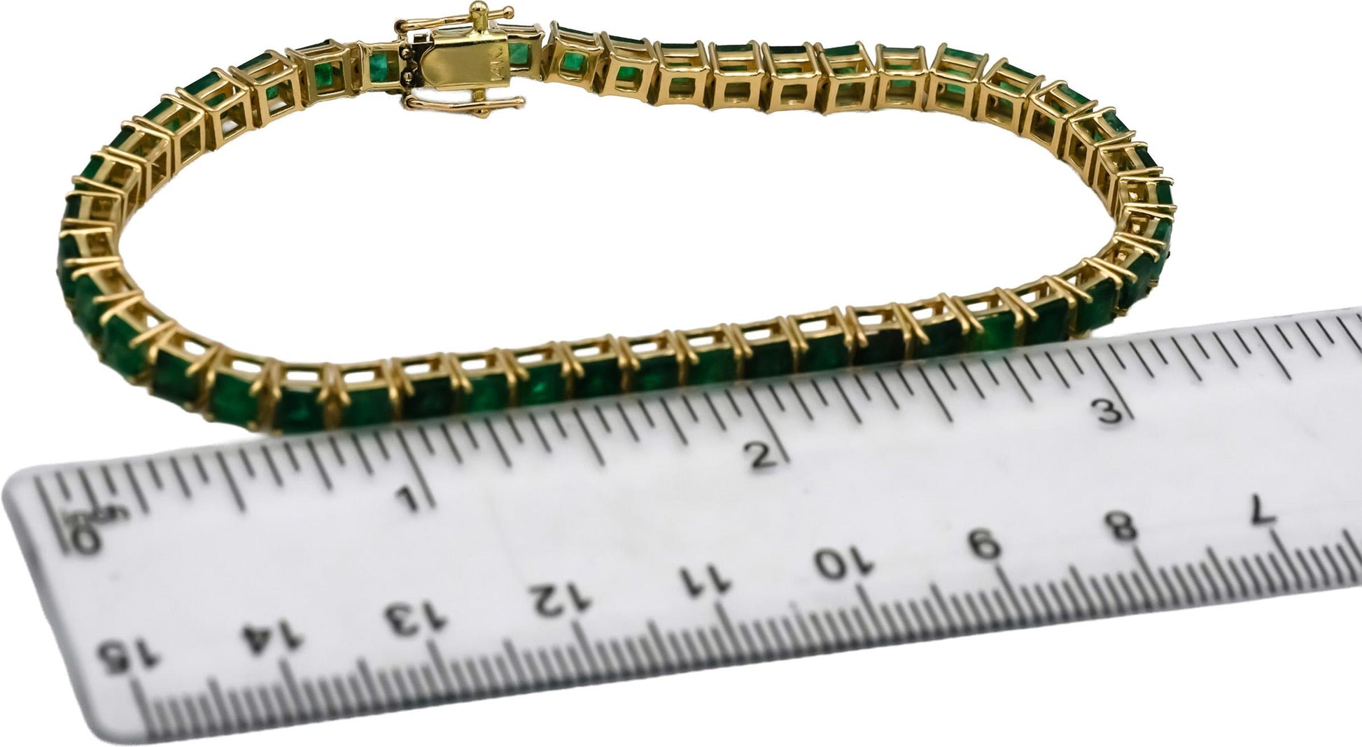 14k Yellow Gold Emerald Tennis Bracelet 7.50CT