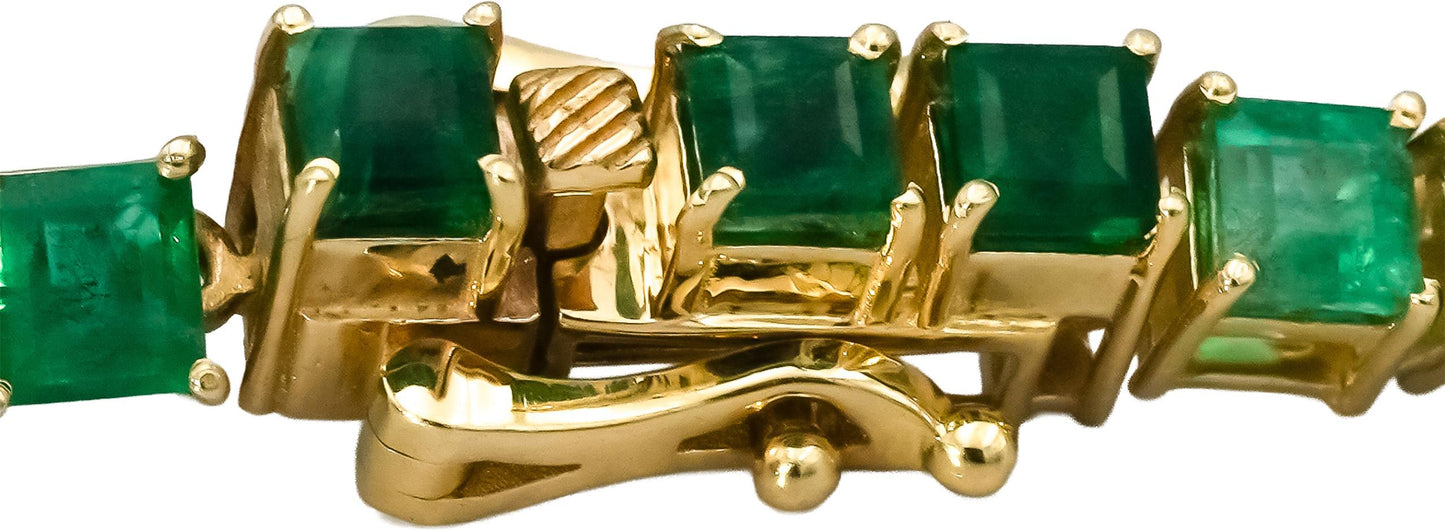 14k Yellow Gold Emerald Tennis Bracelet 7.50CT