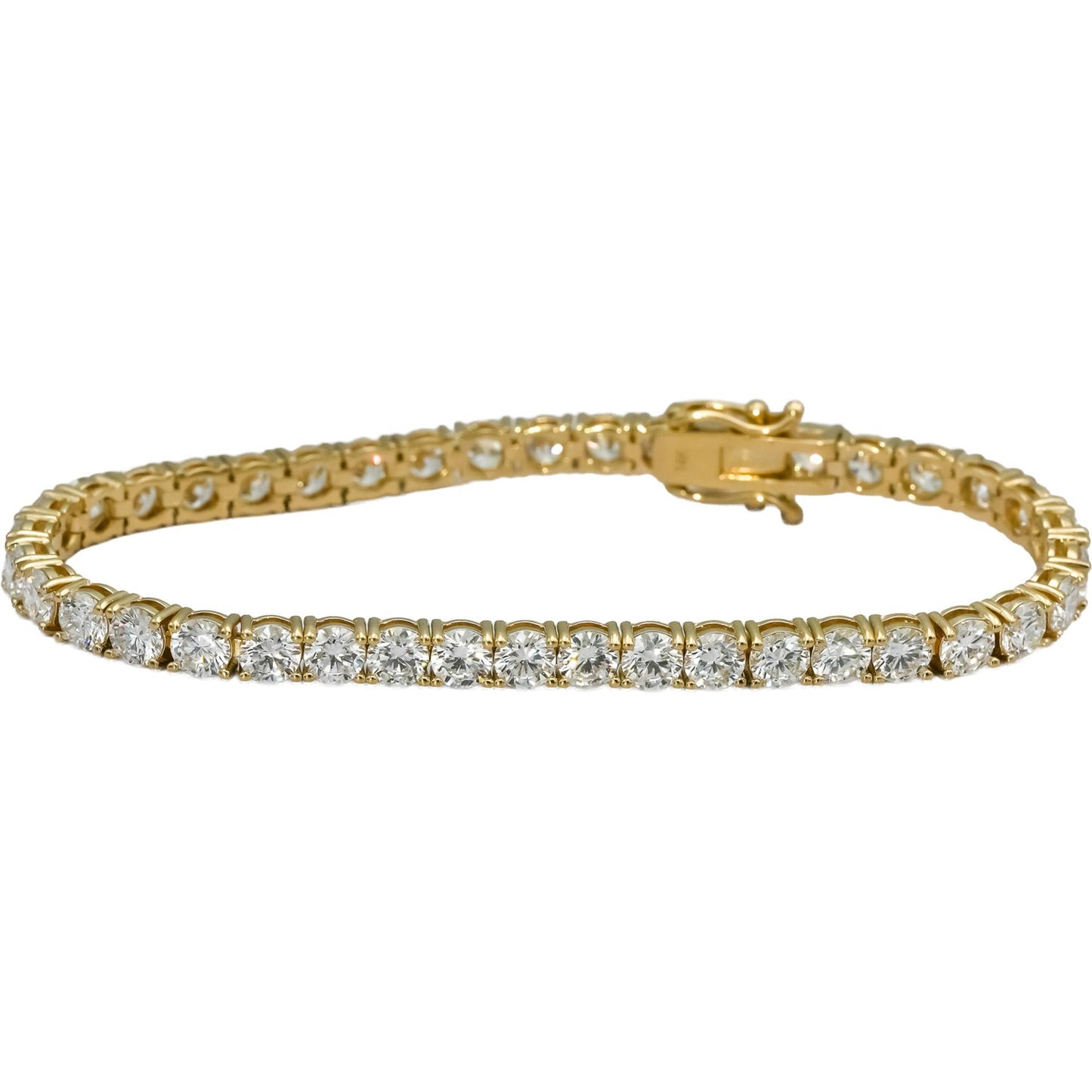 14k Yellow Gold VS Round Lab-Grown Diamond Tennis Bracelet 11.95CT