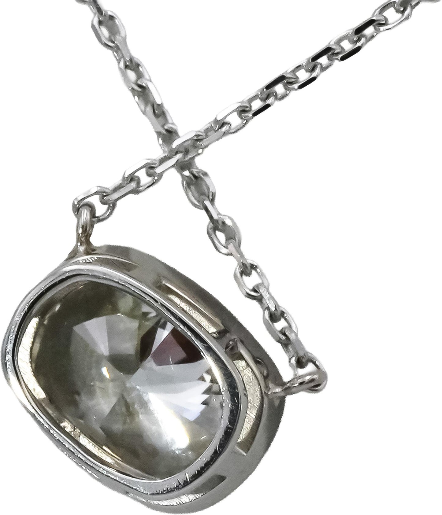 14k White Gold VS Cushion Cut Lab-Grown Diamond Pendant Necklace 1.92CT