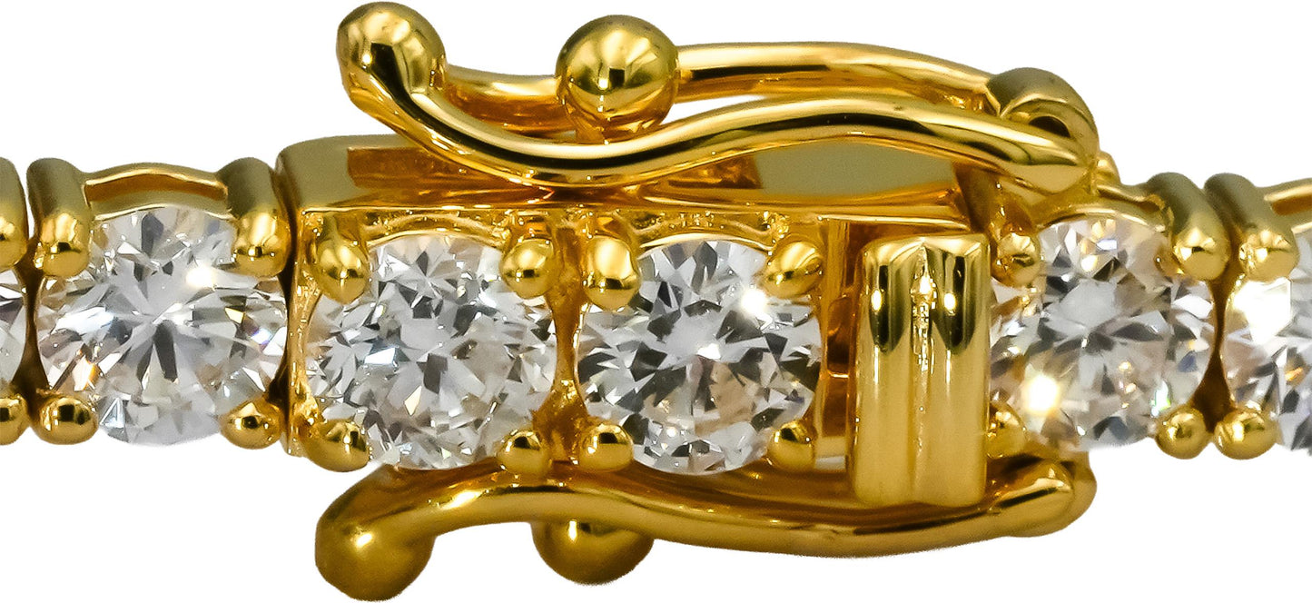14k Yellow Gold VS Round Lab-Grown Diamond Tennis Bracelet 7.55CT