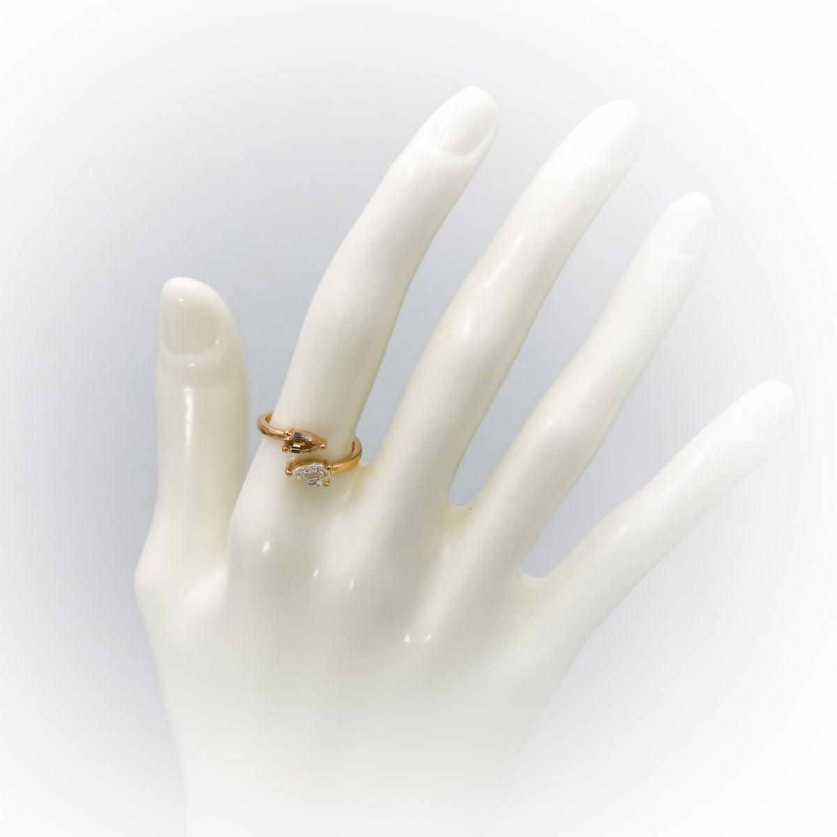 18k Yellow Gold VS Pear Step Cut Natural Diamond Bypass Ring 2.02CT Size 5.5