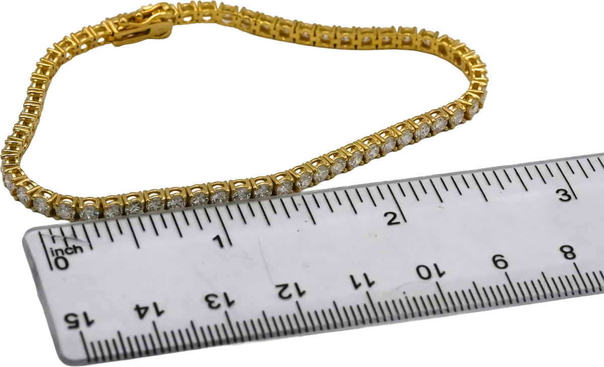 14k Yellow Gold VS Round Lab-Grown Diamond Tennis Bracelet 4.45CT