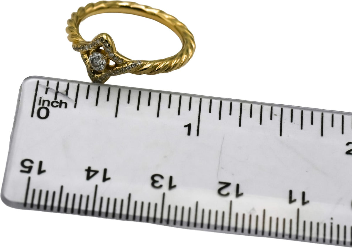 DAVID YURMAN 18k Yellow Gold Diamond Venetian Quatrefoil Ring 0.18CT Size 6