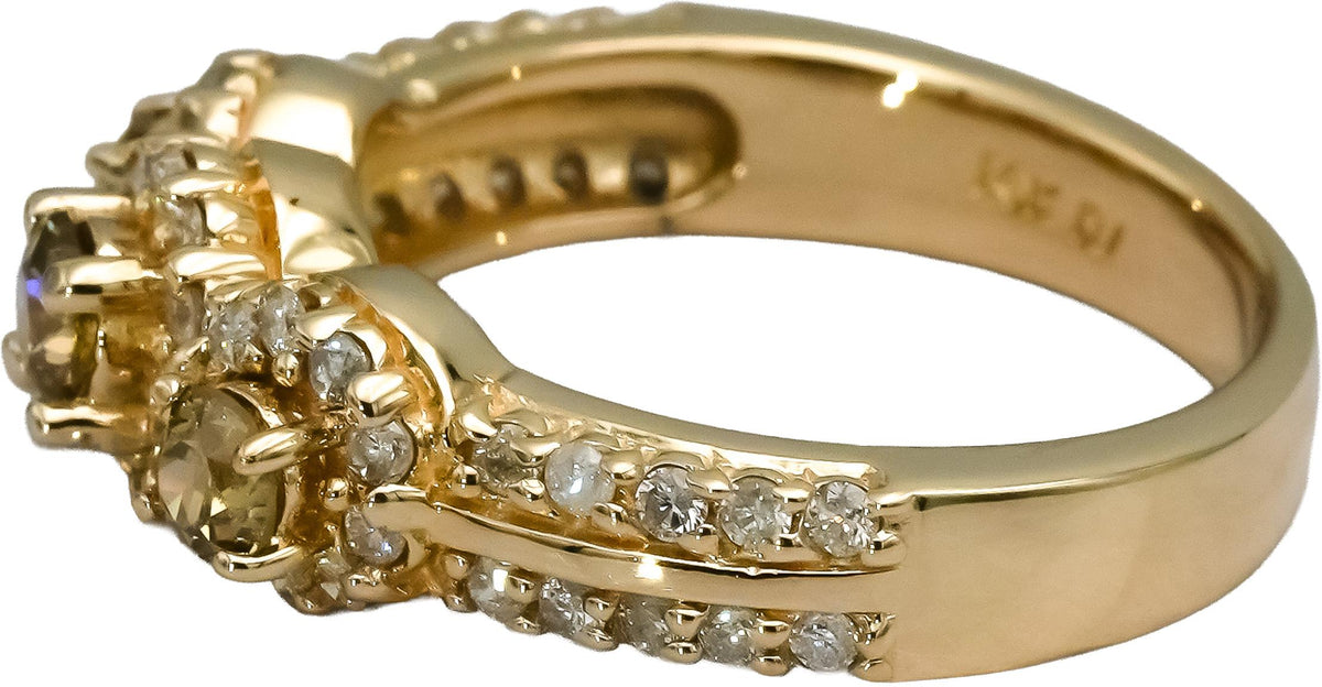 14k Yellow Gold Round Diamond Halo Ring 1.0CT Size 6.75