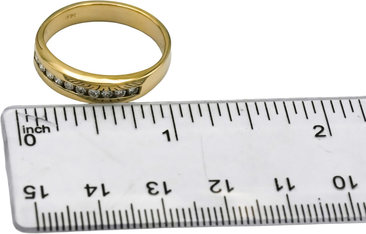 10k Yellow Gold Round Channel Set Diamond Men's Band Ring 0.25CT Size 9.75