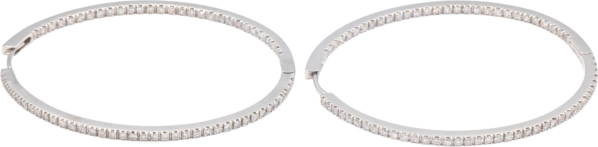 18k White Gold VS Round Diamond Large Oval Hoop Earrings 2.0CT