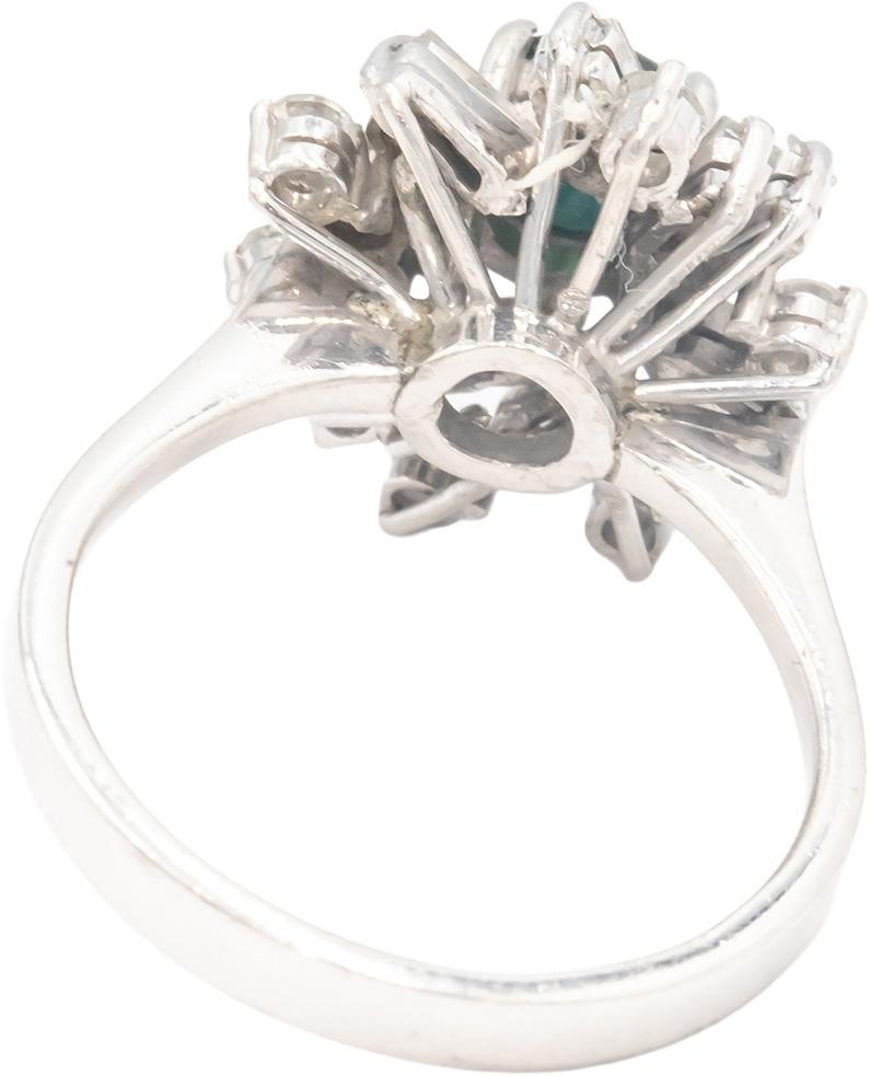 14k White Gold 1.50CT Diamond and Sapphire Flower Ring Size 7