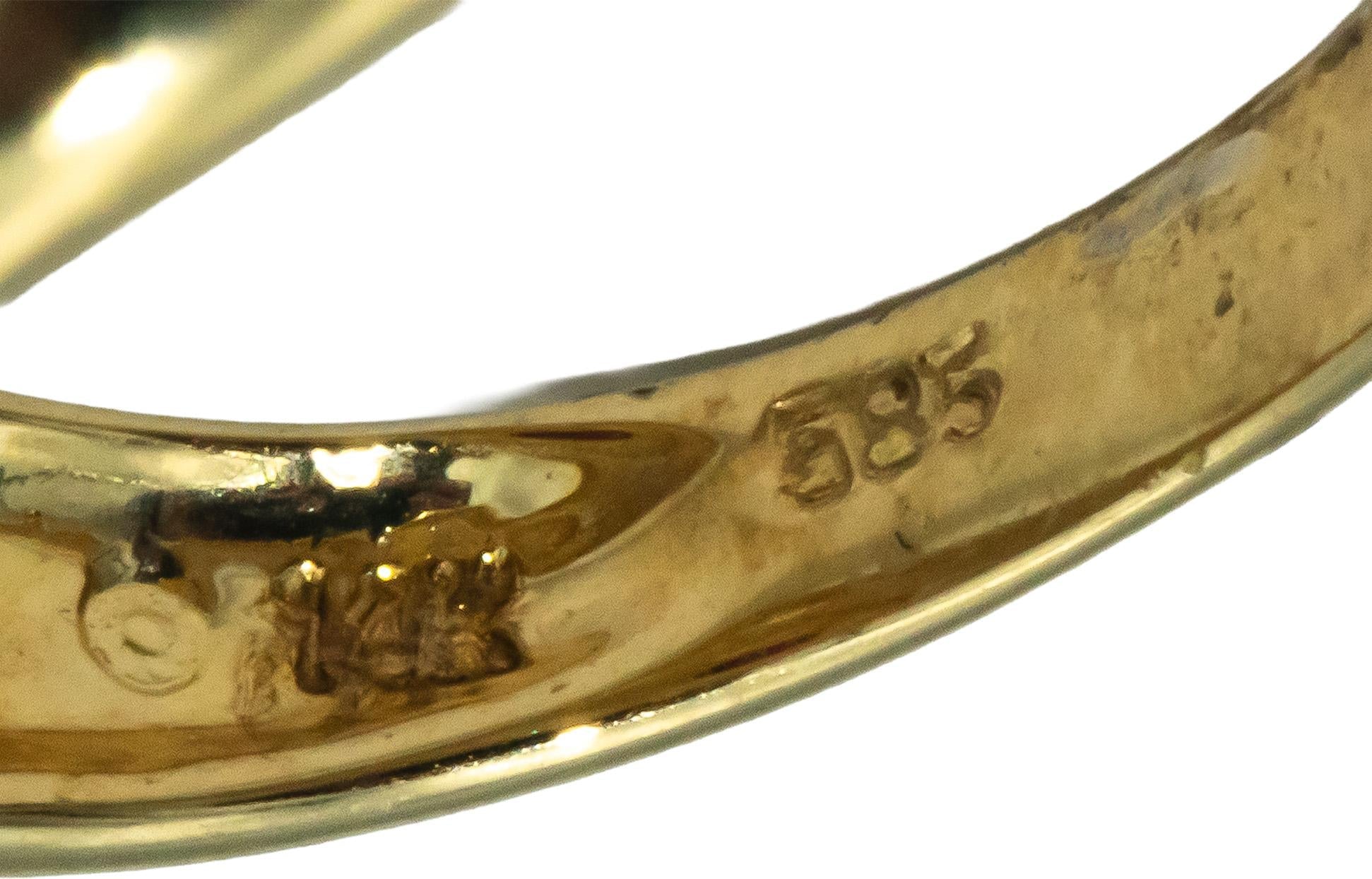 14k Yellow Gold 0.30CT Diamond and Cabochon Ruby Ring Size 6.75