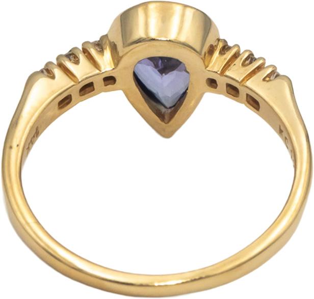 KALATI Designer 14k Yellow Gold 1.15CT Diamond and Tanzanite Ring Size 6