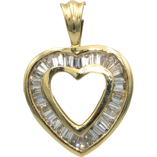 14k Yellow Gold 0.50CT VS Diamond Heart Pendant Necklace
