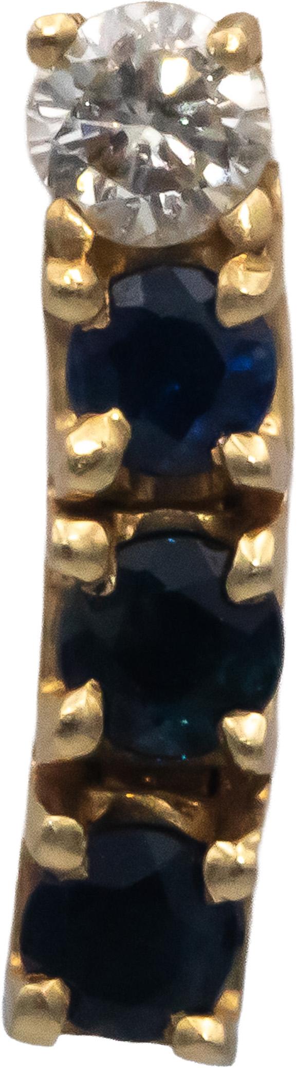 14k Yellow Gold 0.80CT Diamond and Blue Sapphire Dangle Stud Earrings