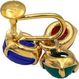 14k Yellow Gold Scarab Carved Assorted Gemstone Screw Back Earrings