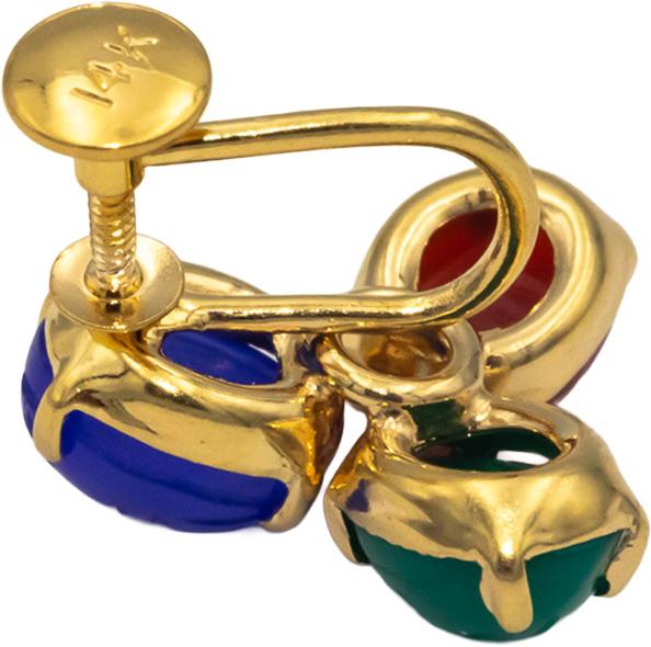 14k Yellow Gold Scarab Carved Assorted Gemstone Screw Back Earrings