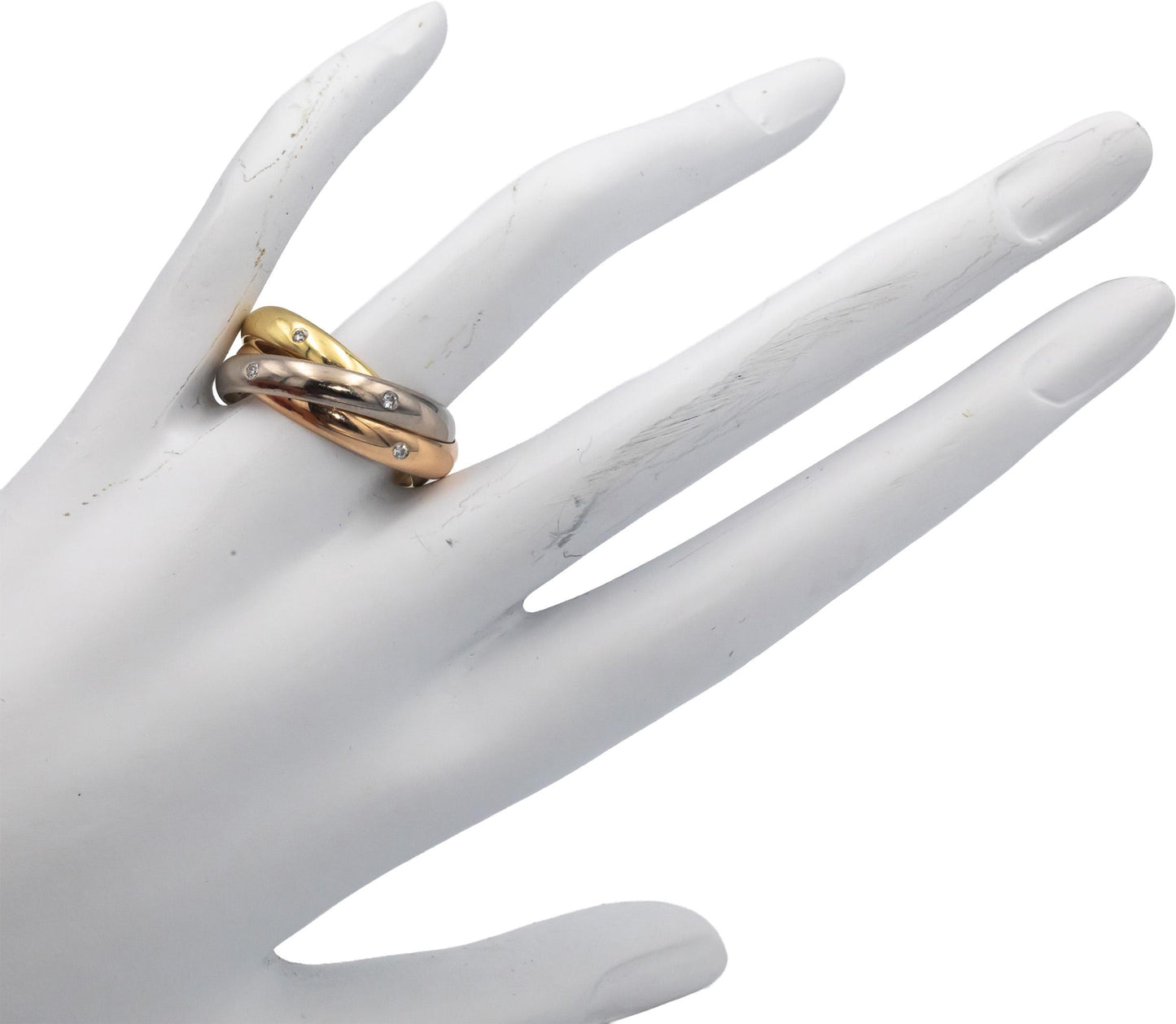 18k White Yellow Rose Gold 0.30CT Round Cut Diamond Rolling Three Band Ring