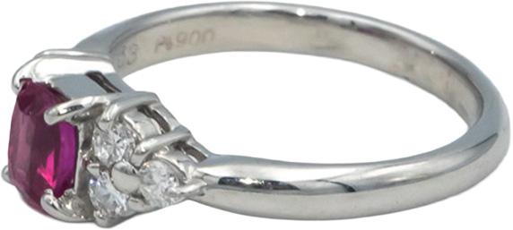 Platinum 0.88CT Diamond and Pink Sapphire Ring Size 6