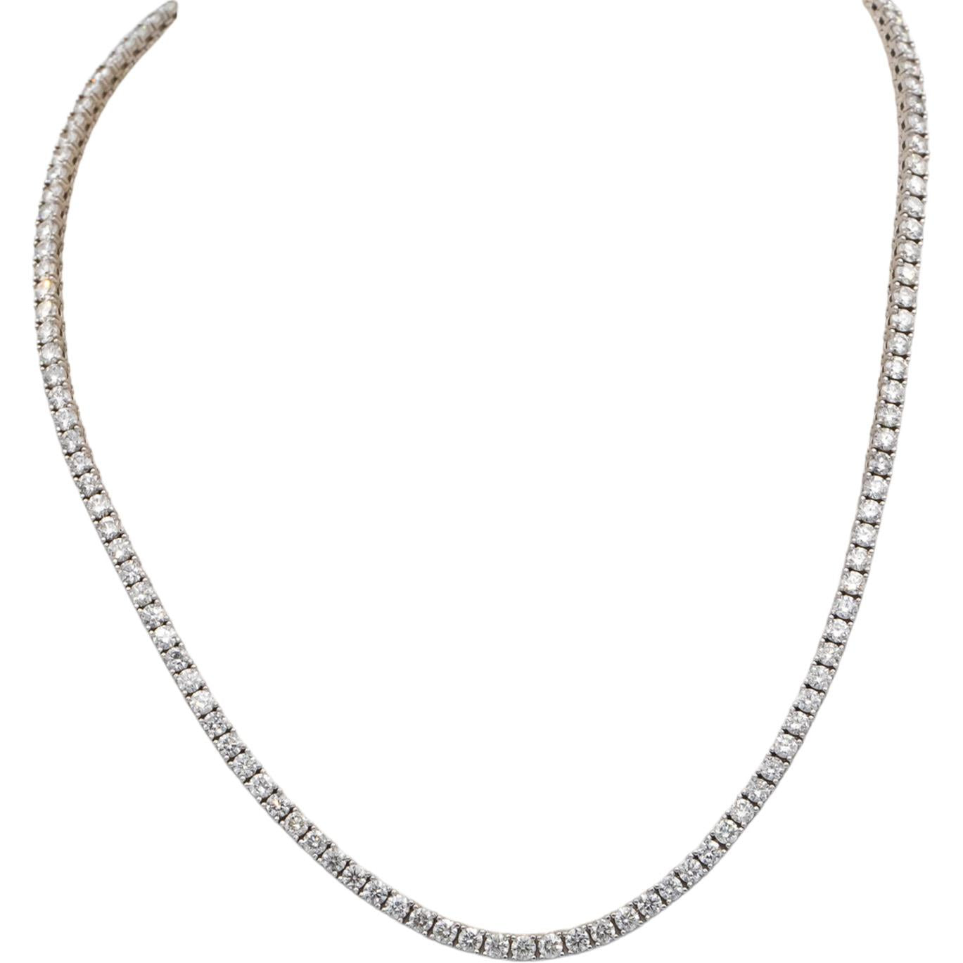 Diamond Round Cut 14k White Gold Jewelry Tennis Necklace 11.37CT