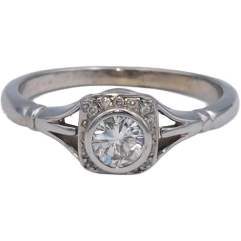 14k White Gold Jewelry 0.40CT Diamond Ring w/ 0.35CT Center Size 6