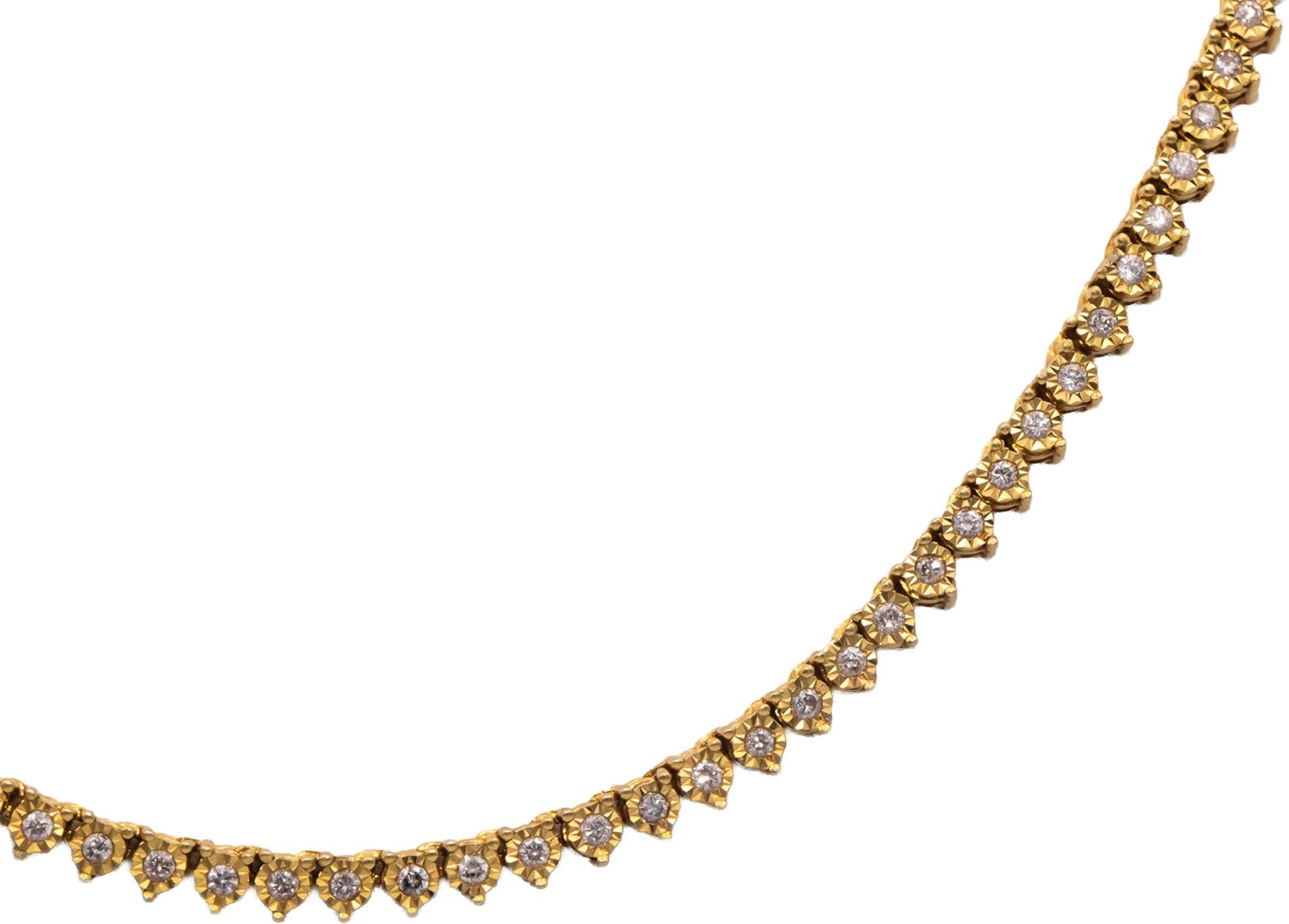 10k Yellow Gold Round Diamond 18.5" Long Tennis Necklace 2.50CT