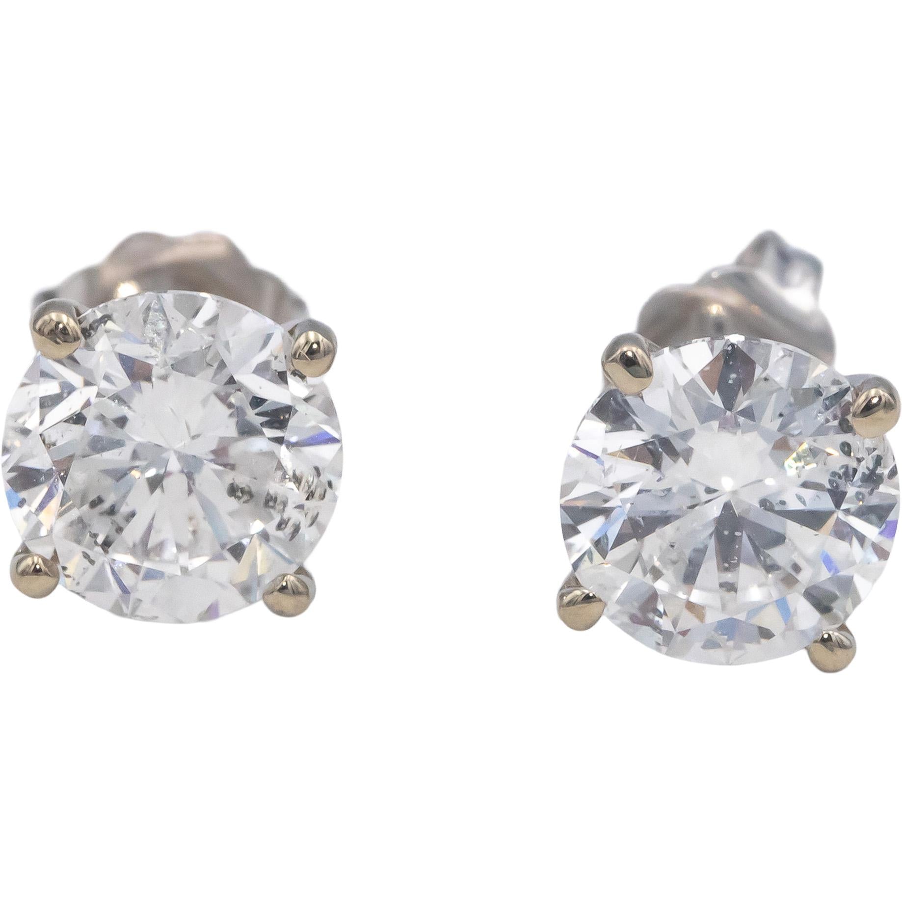 14k White Gold Jewelry Round Cut Diamond Stud Earrings 3.62CT