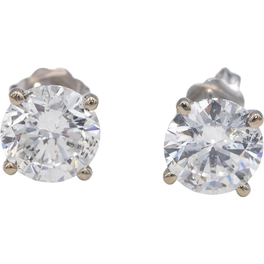 14k White Gold Jewelry Round Cut Diamond Stud Earrings 3.62CT