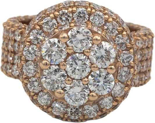 14k Rose Gold  Lab Grown Round Diamond Pave Cluster Ring 8.0CT Size 8.5