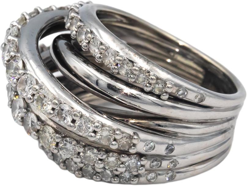 14k White Gold Round Diamond Multi-Band Ring 2.0CT Size 7.25