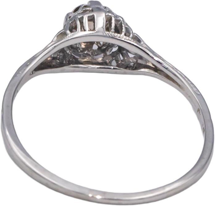 Vintage Antique 18k White Gold 0.25CT Round Cut Diamond Filigree Ring Size 7.75