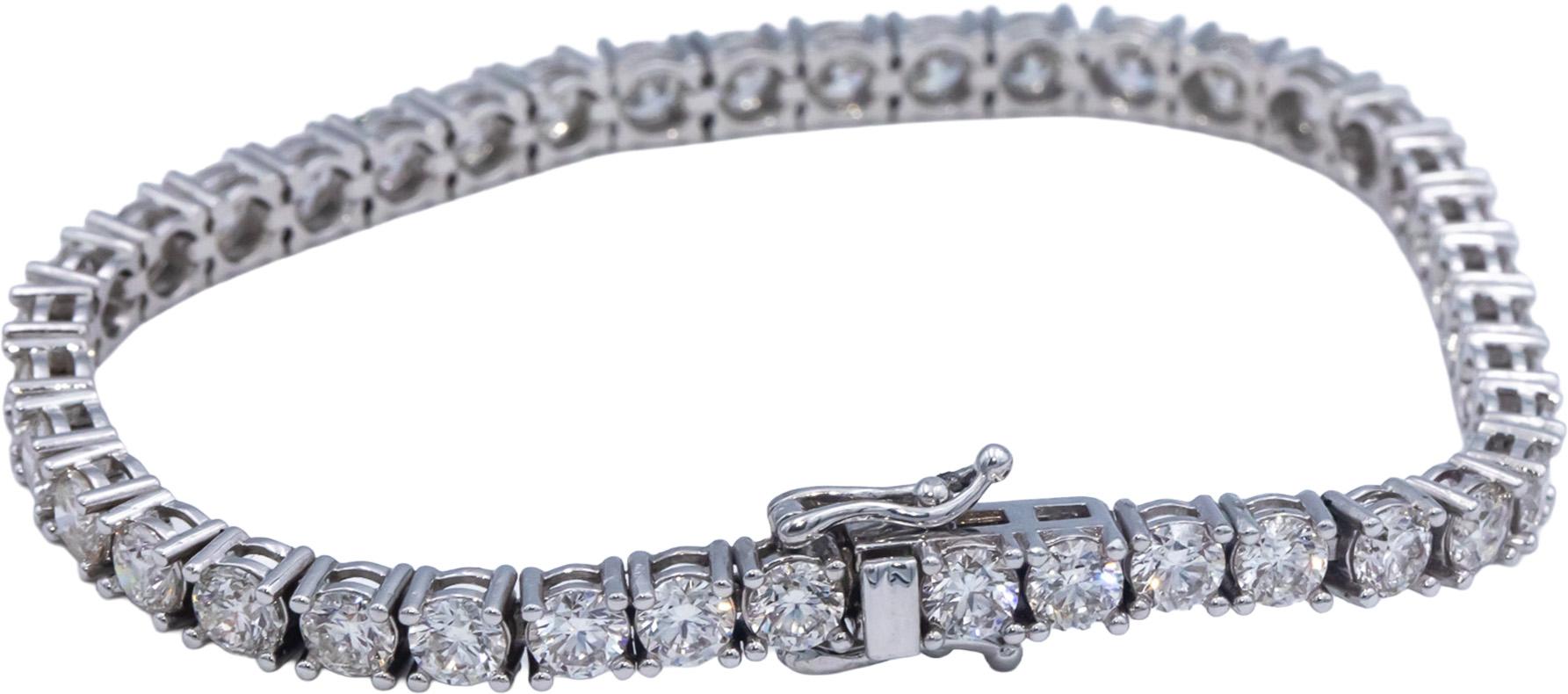Round Cut Diamond 14k White Gold VS Tennis Bracelet 10.01CT