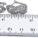 10k White Gold Round and Baguette Cut Curved Earrings 0.50CT