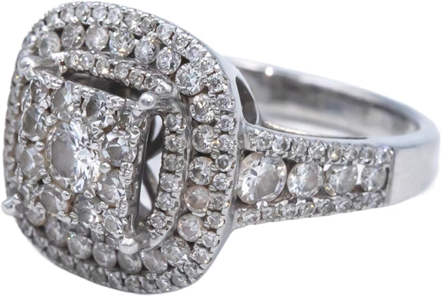 14k White Gold 1.25CT Round Cut Diamond Cluster Engagement Ring Size 4.25