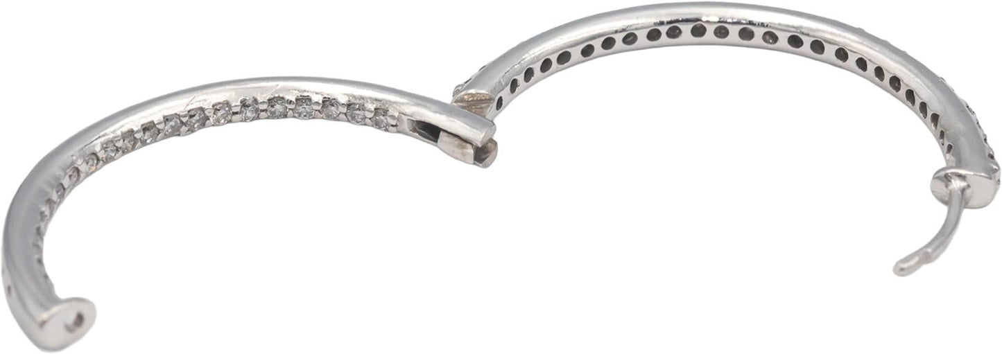 14k White Gold 1.50CT Round Cut Diamond Inside Out Hoop Earrings