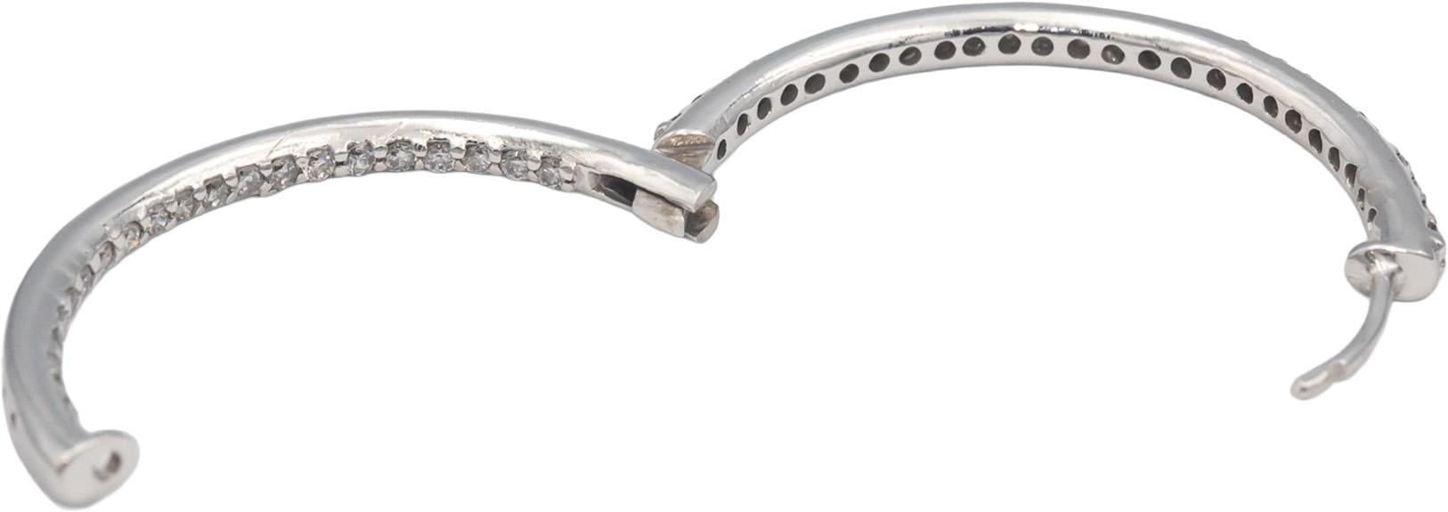 14k White Gold 1.50CT Round Cut Diamond Inside Out Hoop Earrings