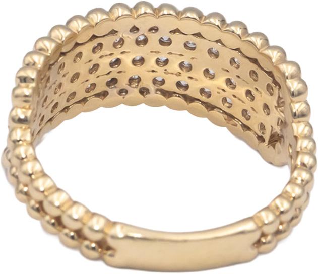 14k Yellow Gold 0.75CT Round Cut Diamond Three Row Band Ring Size 6.75