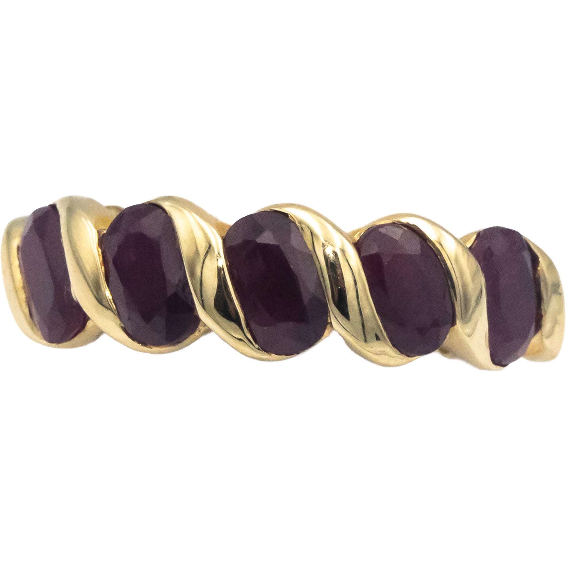 10k Yellow Gold Jewelry 2.50CT Oval Cut Ruby Band Ring Size 8