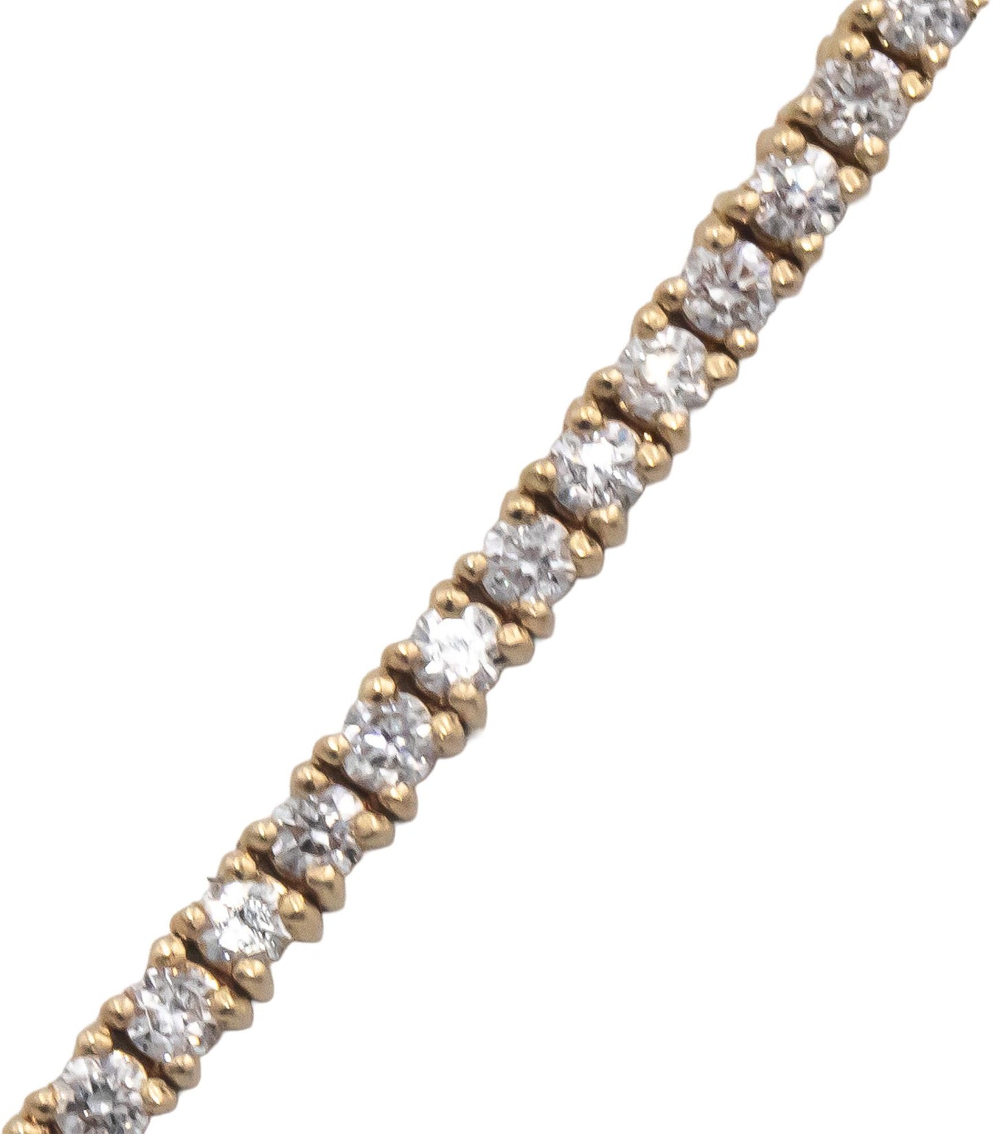 14k Yellow Gold Round Cut Diamond Tennis Necklace Chain 18.5" Long 5.16CT