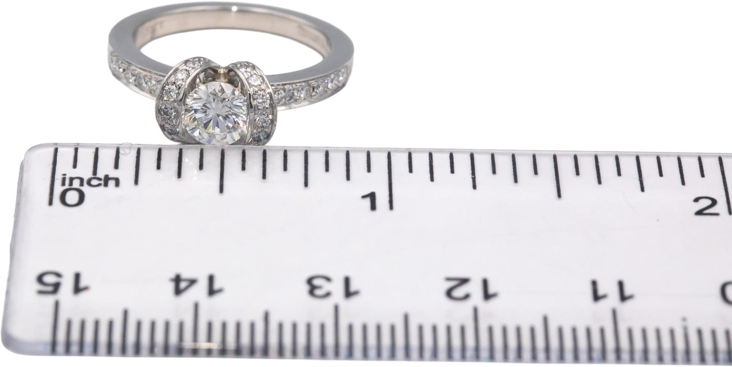 TIFFANY & CO. Platinum 0.75CT Diamond Engagement Ring w/ .53CT Center Size 5