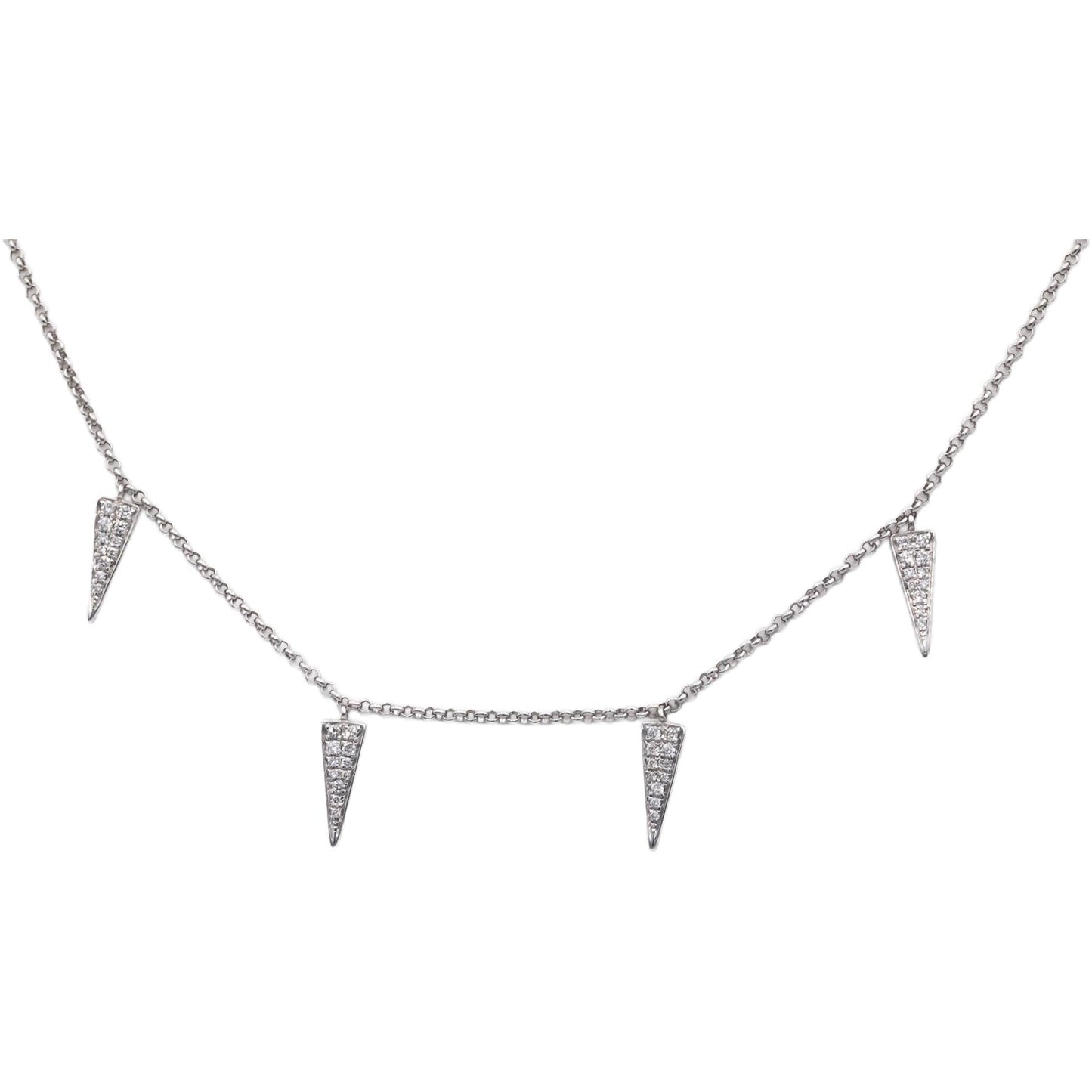 18k White Gold 0.15CT VS Diamond Dangle Charm Necklace w/ Adjustable Clasp