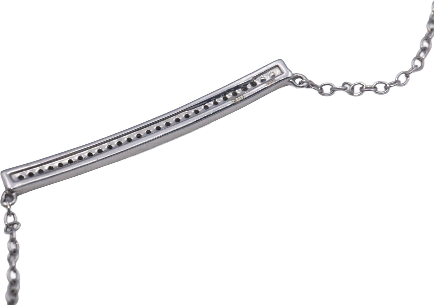 14k White Gold 0.10CT VS Round Cut Diamond Fixed Bar Pendant Necklace