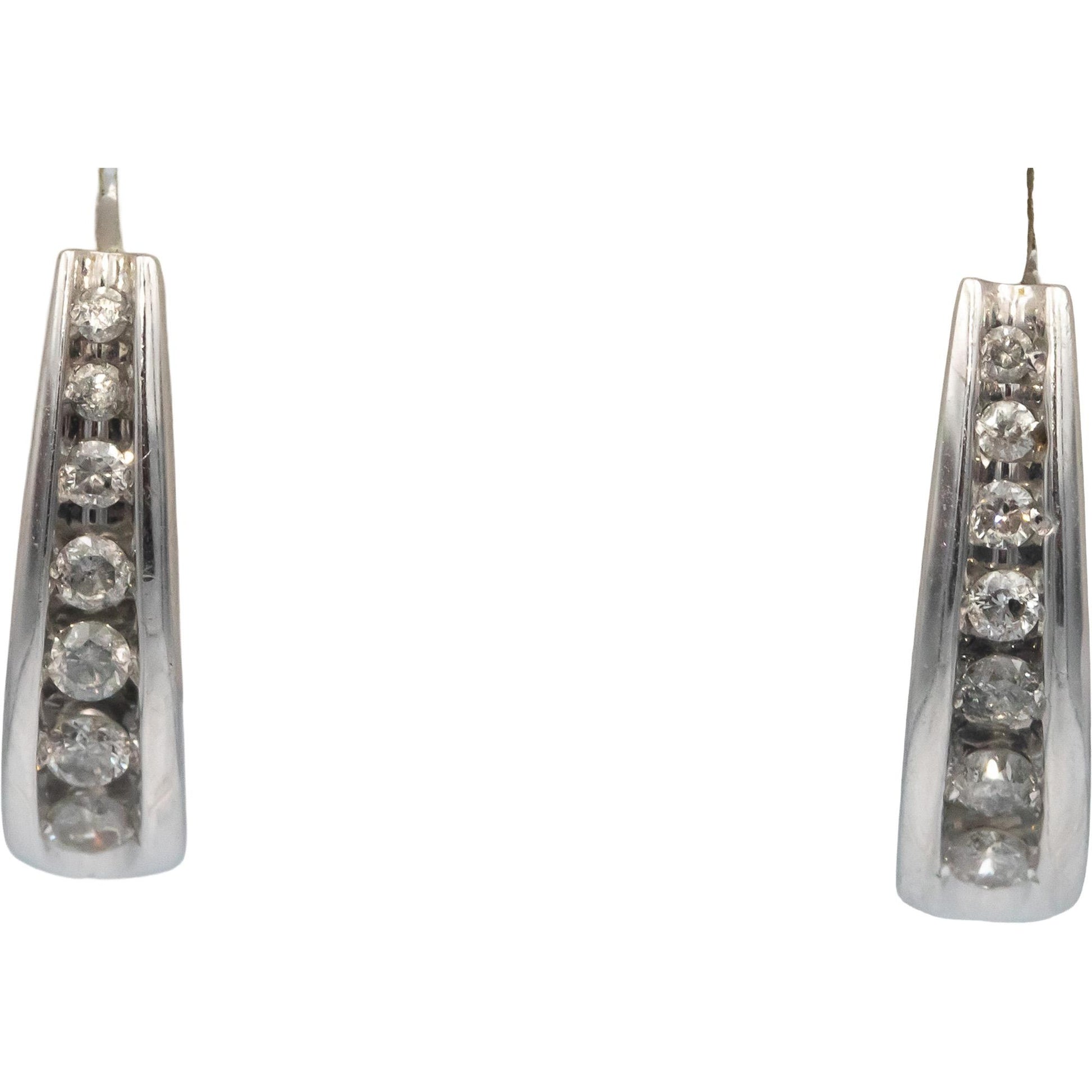 14k White Gold 0.35CT Round Cut Channel Set Curved Stud Earrings
