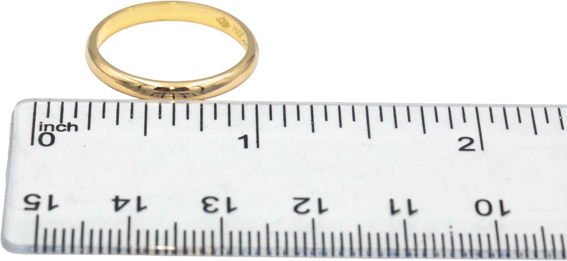 CARTIER 18k Yellow Gold 2.5mm Wide Band Ring Euro Size 56 Size 7.5