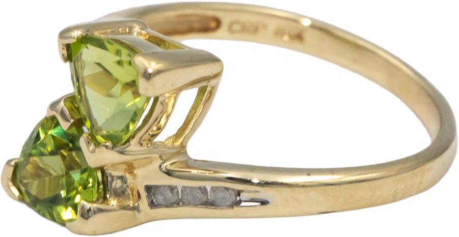 Peridot & Diamond 10k Yellow Gold Crossover Ring 1.55CT Size 7