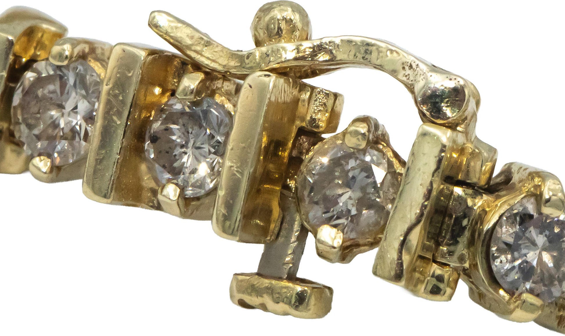 Diamond Round Cut 14k Yellow Gold Fancy Link Bracelet 5.0CT