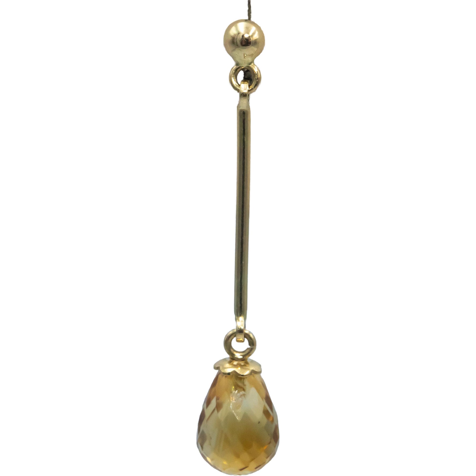 14k Yellow Gold Jewelry Citrine Briolette Cut Dangle Earrings