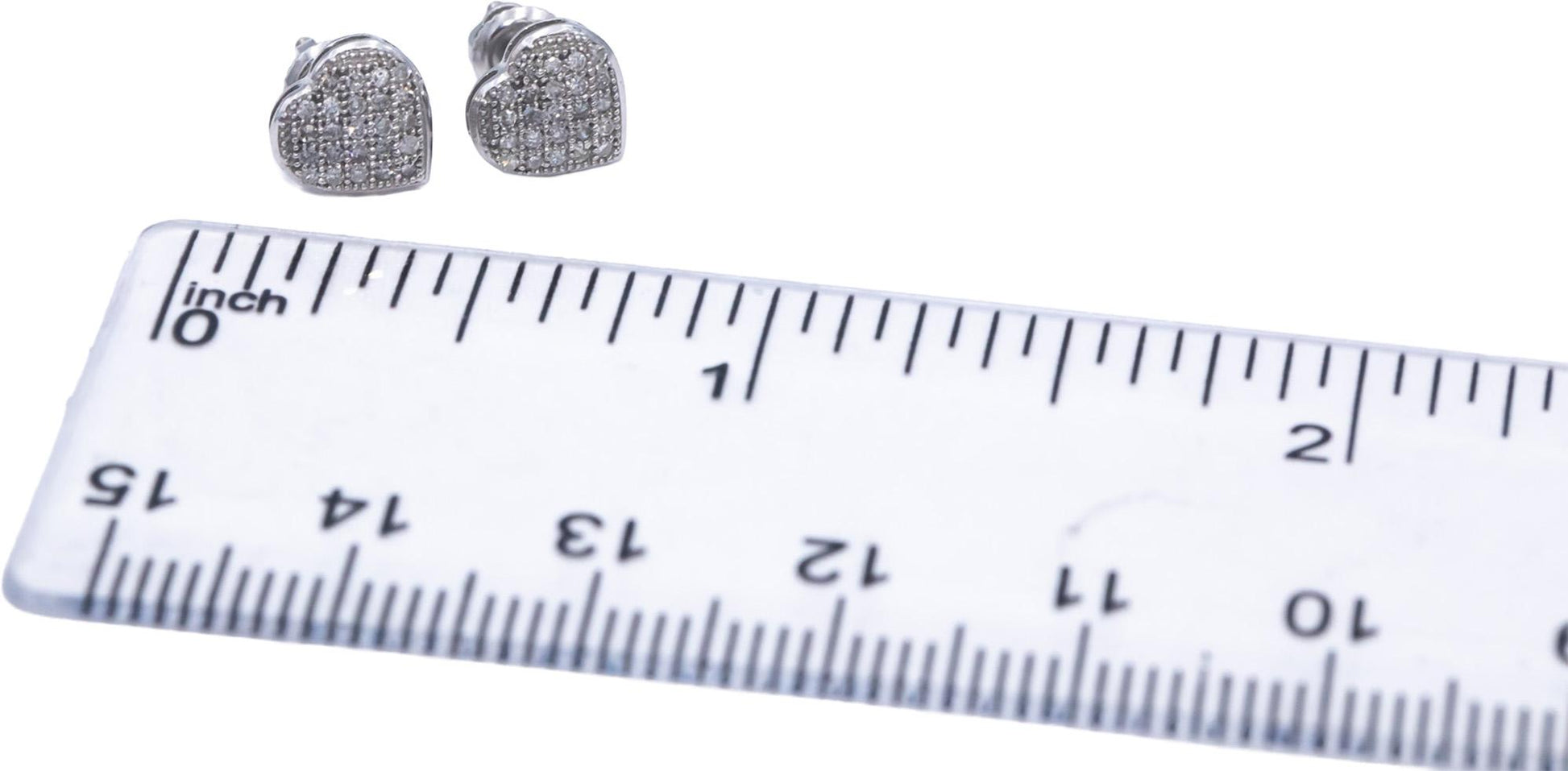 Diamond Round Cut 10k White Gold Cluster Heart Stud Screw Back Earrings 0.10CT