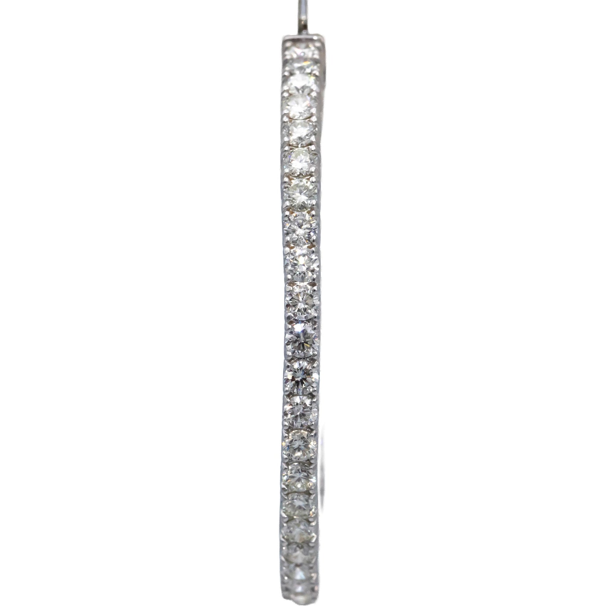 18k White Gold VS Round Diamond Inside Out Circle Hoop Earrings 7.05CT