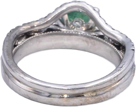 18k White Gold Emerald & Diamond Engagement Bridal Ring Set 2.16CT Size 6