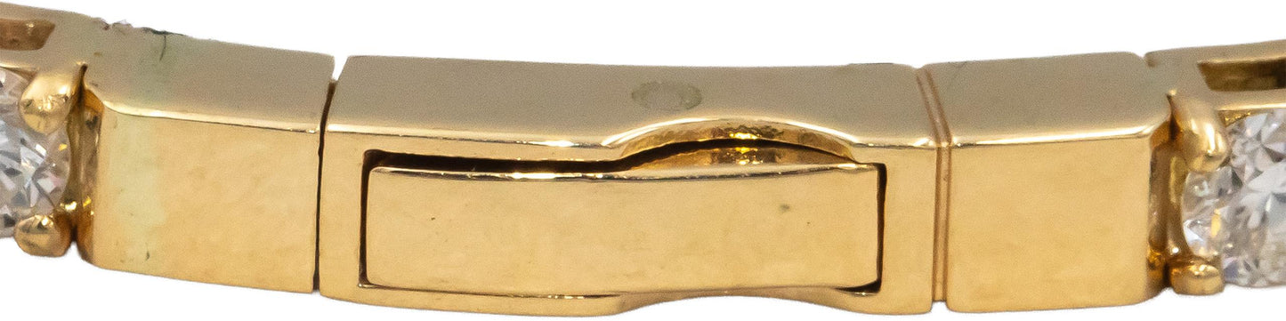 18k Yellow Gold VS Round Diamond Flexible Bangle Bracelet 7.68CT