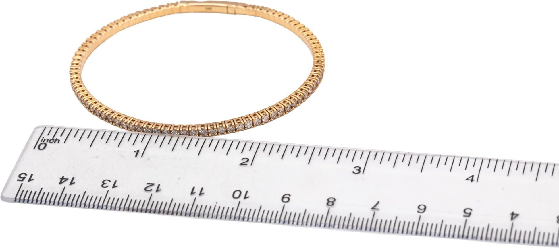 18k Rose Gold VS Round Diamond Flexible Bangle Bracelet 2.35CT