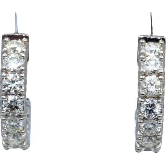 14k White Gold Jewelry VS Round Inside Out Circle Hoop Earrings 4.29CT